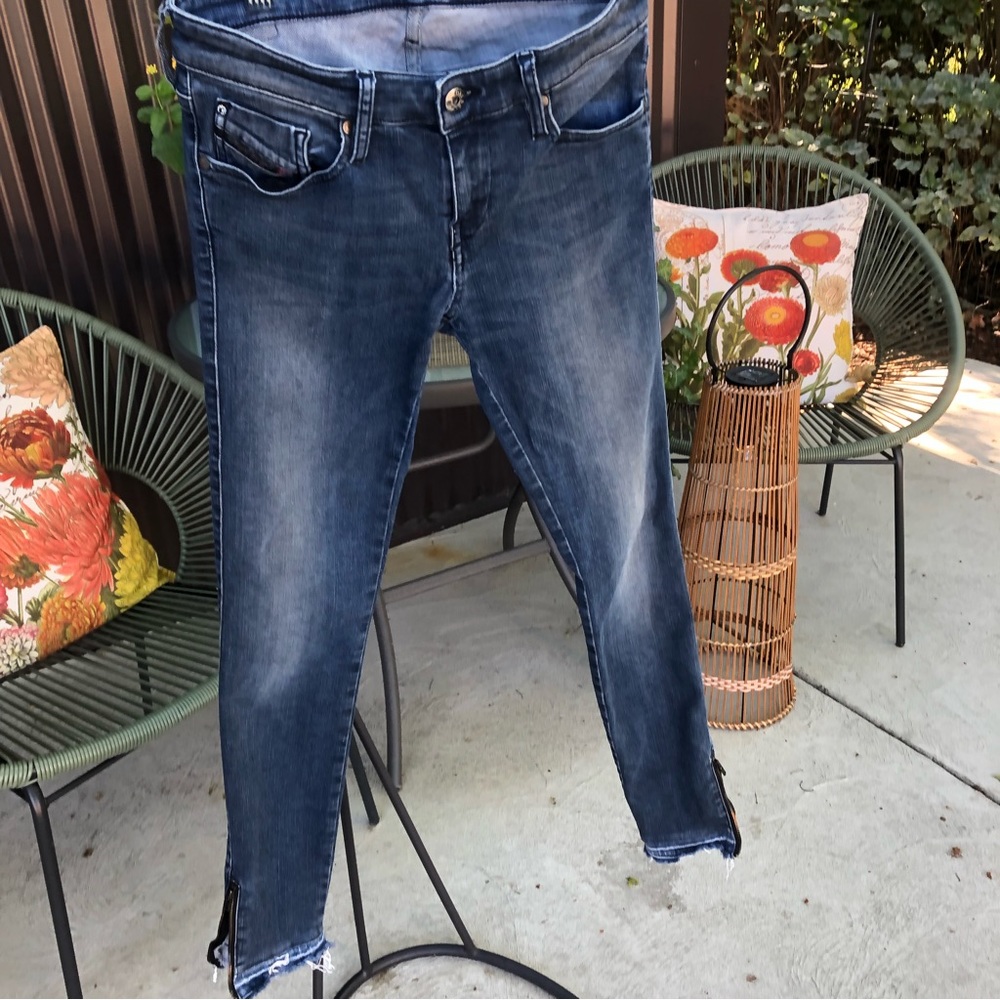 Diesel Skinzee Low Top Jeans w/Ankle Zippers